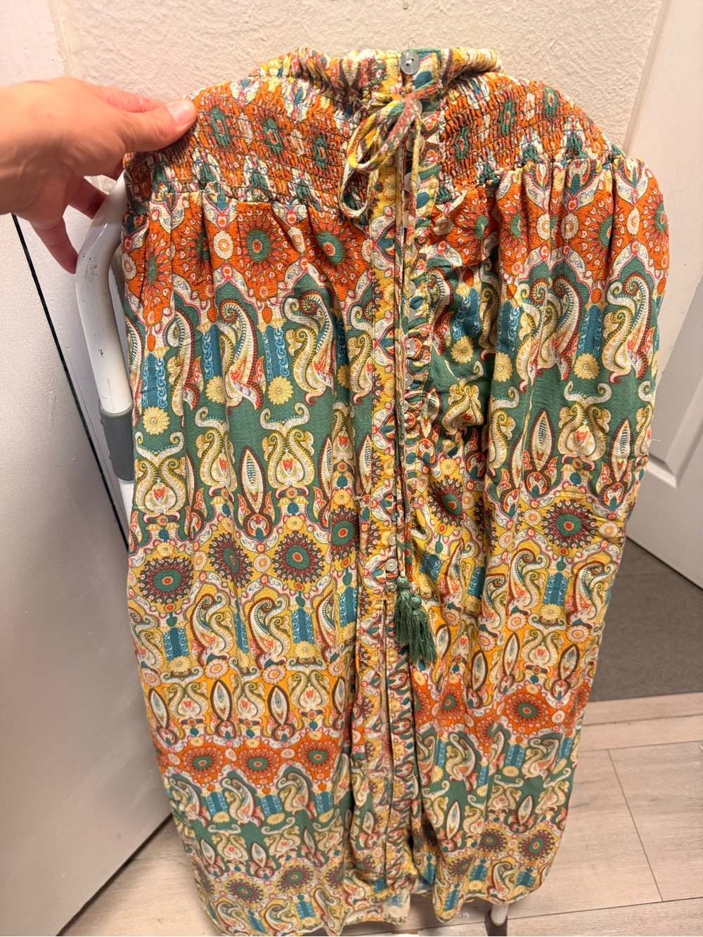 Christian Siriano Multicolor Paisley Print Maxi Skirt - Green, Orange, Yellow - Picture 5 of 10